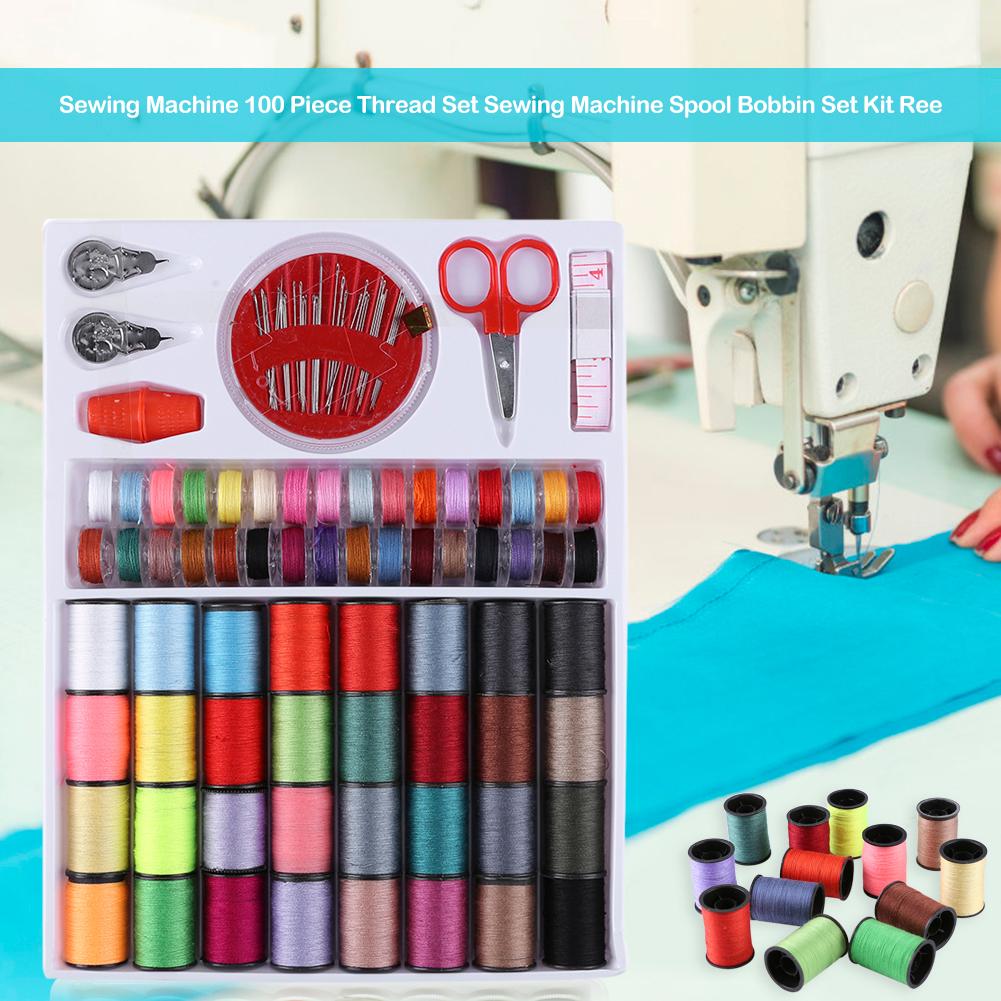 Sewing Thimble Metal - 100Pcs Sewing Thread Set with Scissor