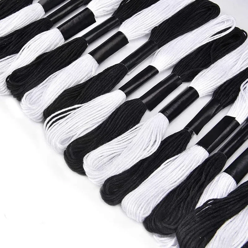 Embroidery Floss Thread - 24PCS Black White Cross Stitch Thread