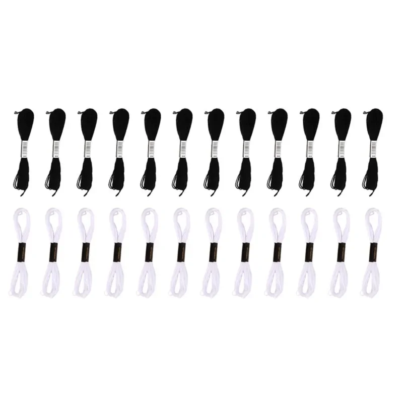 24PCS Black White Cross Stitch - Embroidery Floss Thread recension och pris